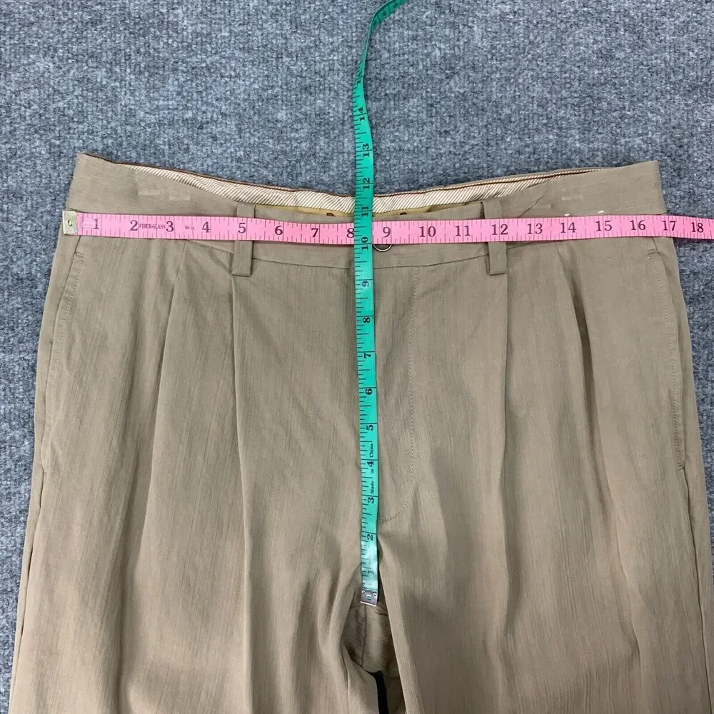 Tommy Bahama Pants Mens 34 Bison Silk Blend Pleated Front Straight Leg Relaxed